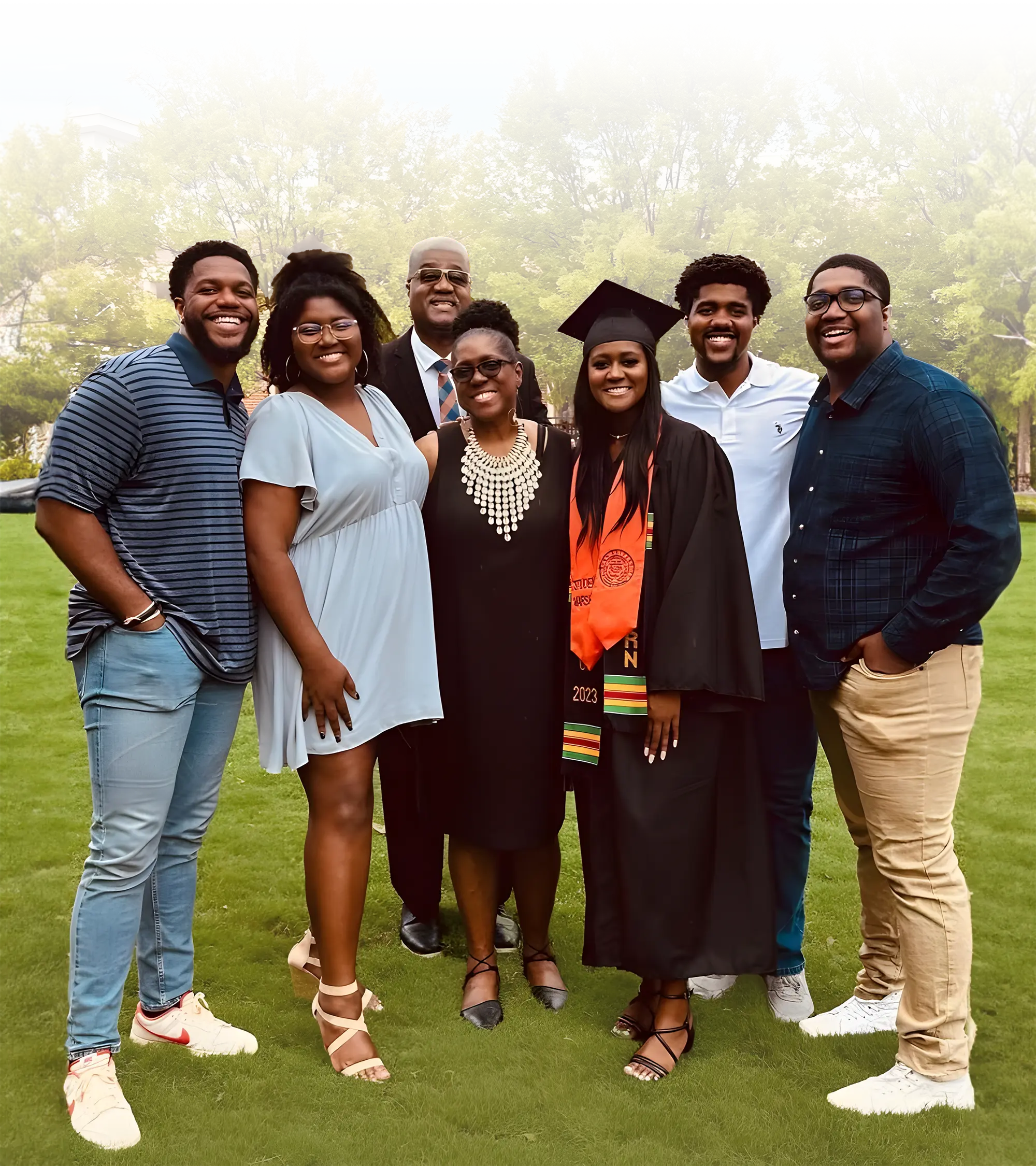 All the Baileys smiling at Diani's graduation